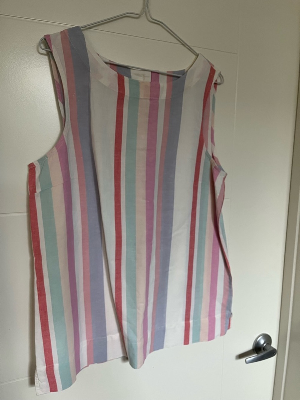 Ellen Tracy Pastel Multicolor Striped Sleeveless linen/cottonTop